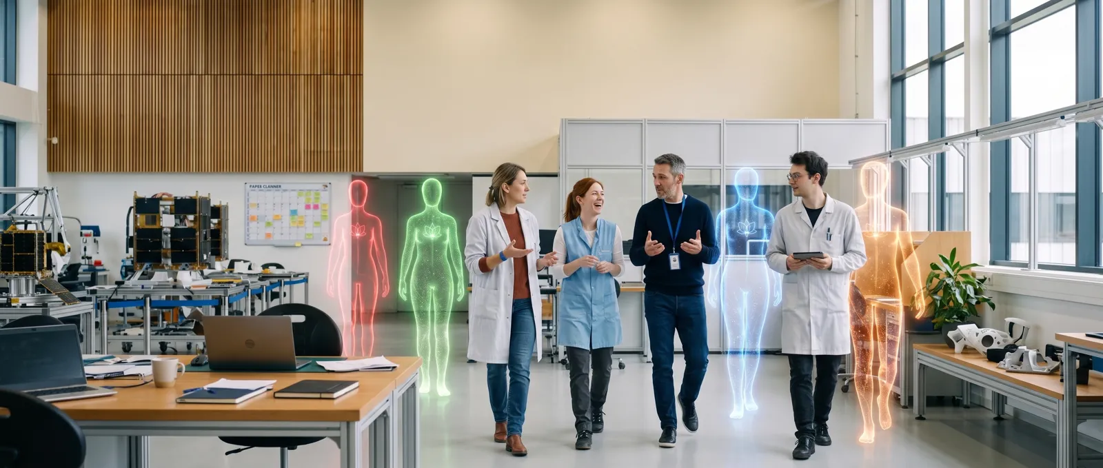 People walking through the office, each with an agent